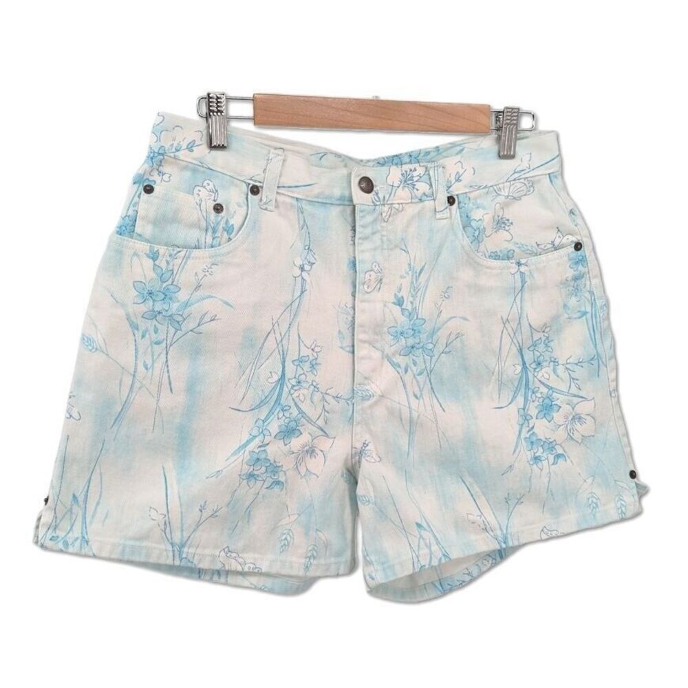 Vintage 90s y2k Bill Blass Jeanswear Denim Shorts Butterfly Floral High Rise 12